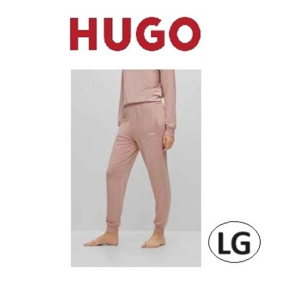 NWT HUGO BOSS CUFFED TRACKSUIT BOTTOMS IN BRUSHED JERSEY WITH LOGO size LARGE